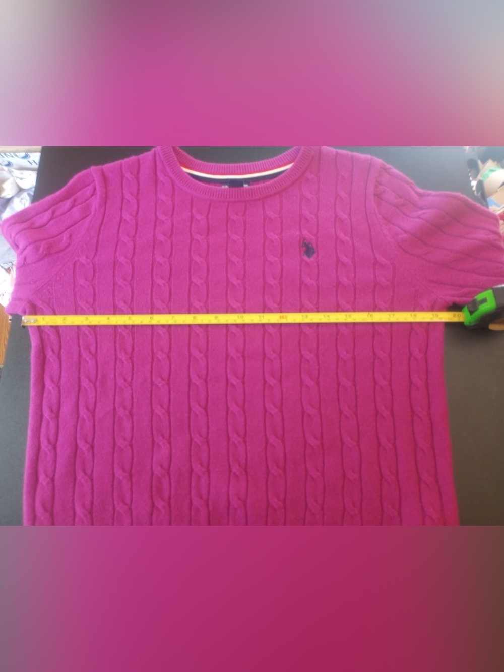 U.S. Polo Assn. Cable Crew Sweater - Raspberry Pink - Picture 12 of 12